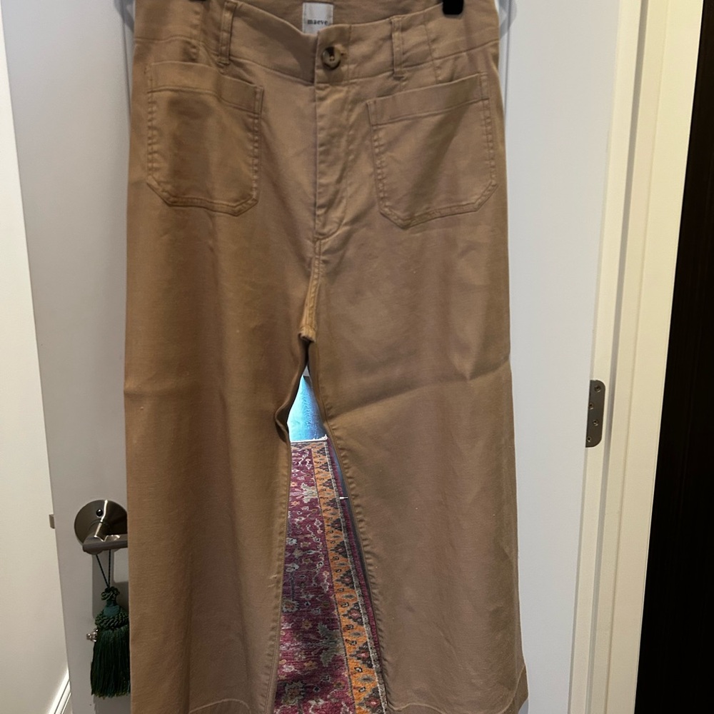 Maeve Colette linen pants in khaki beige